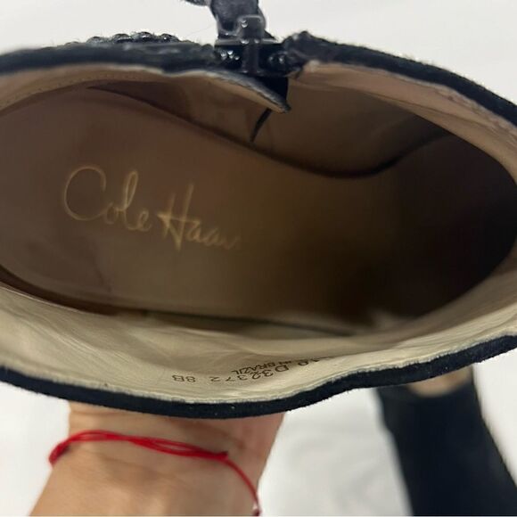 Cole Haan zipper up suede side buckle heel booties size 8B - Picture 9 of 11